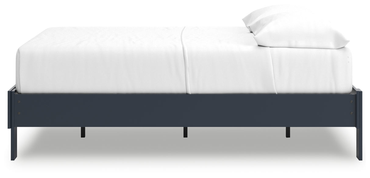 Simmenfort Full Platform Bed with 2 Nightstands in Navy Blue from Ashley - Luna Furniture