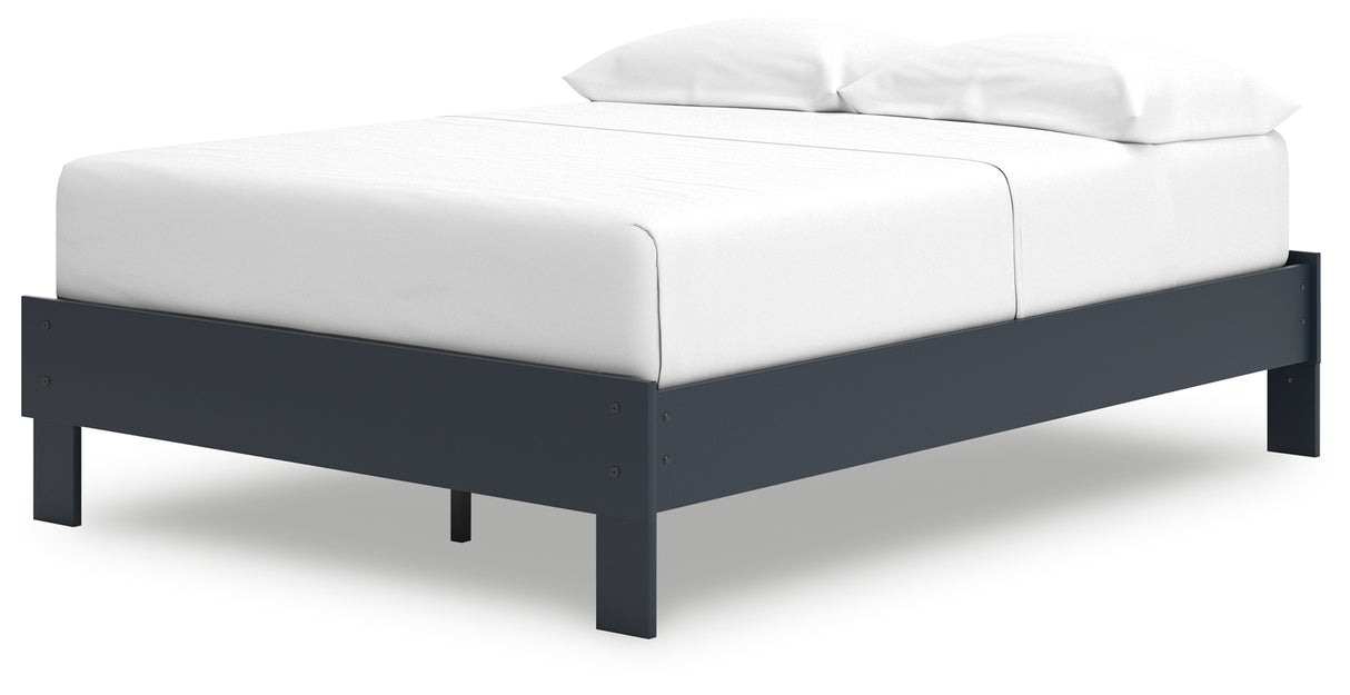 Simmenfort Full Platform Bed with 2 Nightstands in Navy Blue from Ashley - Luna Furniture