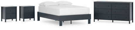 Simmenfort Full Platform Bed with Dresser and 2 Nightstands in Navy Blue from Ashley - Luna Furniture