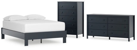 Simmenfort Full Platform Bed with Dresser and Chest in Navy Blue from Ashley - Luna Furniture