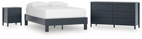 Simmenfort Full Platform Bed with Dresser and Nightstand in Navy Blue from Ashley - Luna Furniture