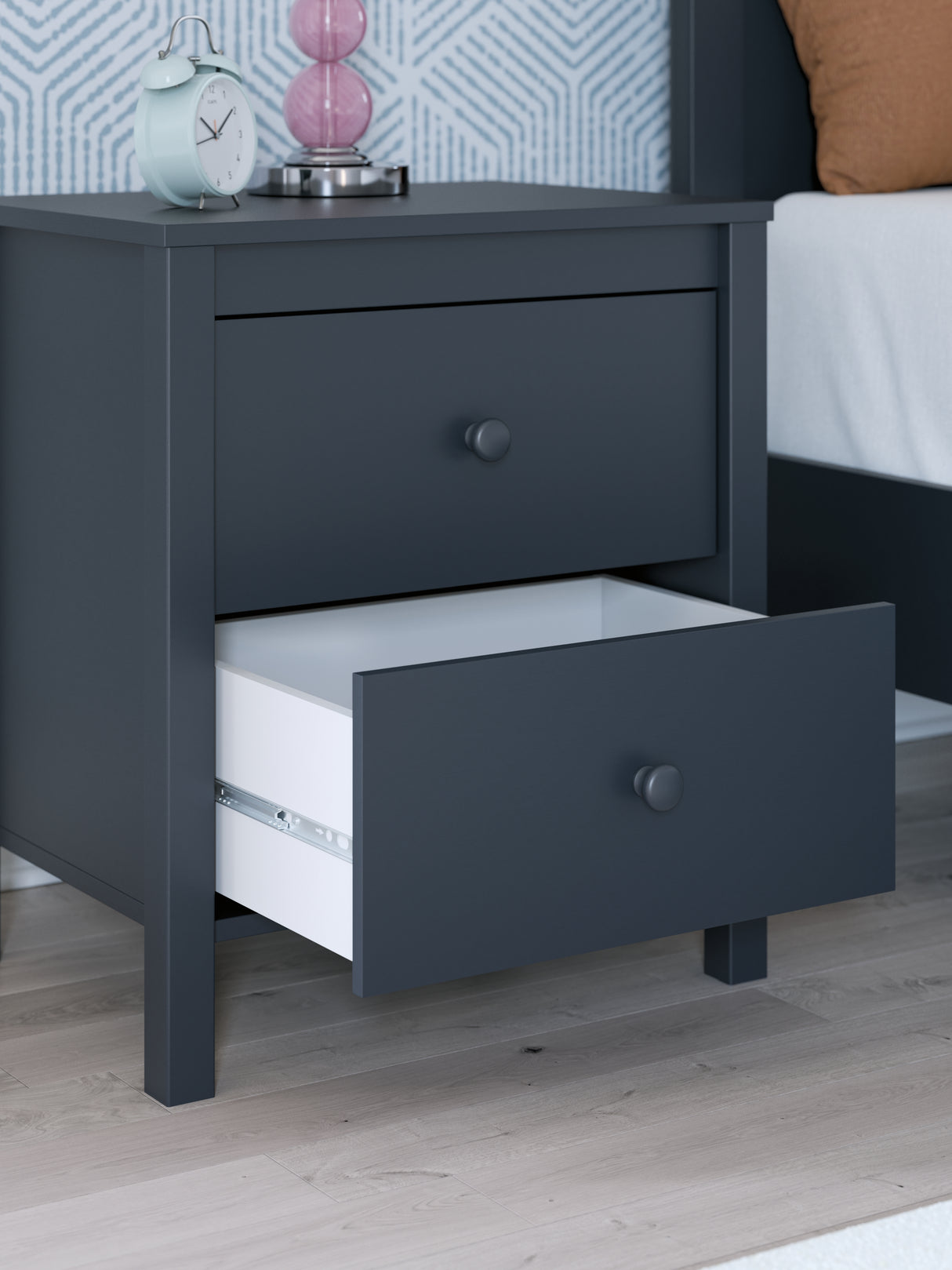 Simmenfort Full Platform Bed with Dresser and Nightstand in Navy Blue from Ashley - Luna Furniture