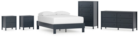 Simmenfort Full Platform Bed with Dresser, Chest and 2 Nightstands in Navy Blue from Ashley - Luna Furniture