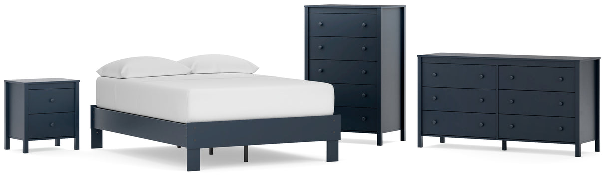 Simmenfort Full Platform Bed with Dresser, Chest and Nightstand in Navy Blue from Ashley - Luna Furniture