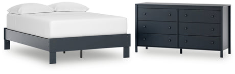 Simmenfort Full Platform Bed with Dresser in Navy Blue from Ashley - Luna Furniture