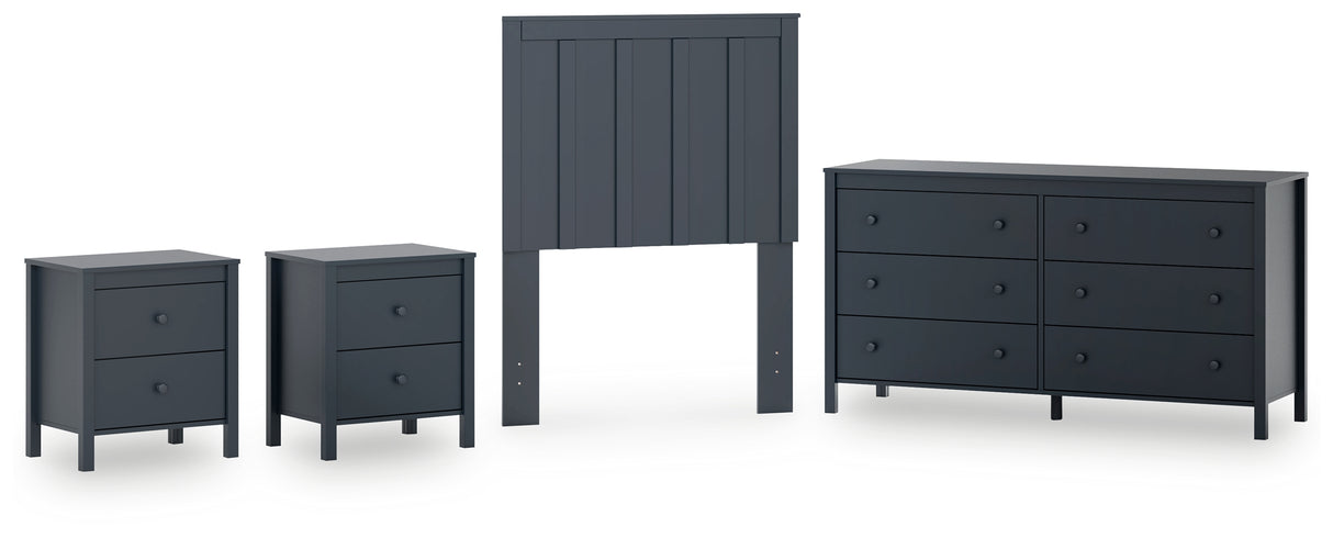 Simmenfort Twin Panel Headboard with Dresser and 2 Nightstands in Navy Blue from Ashley - Luna Furniture