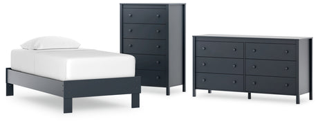 Simmenfort Twin Platform Bed with Dresser and Chest in Navy Blue from Ashley - Luna Furniture