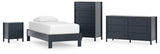 Simmenfort Twin Platform Bed with Dresser, Chest and Nightstand in Navy Blue from Ashley - Luna Furniture