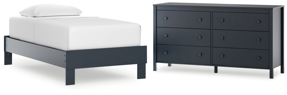 Simmenfort Twin Platform Bed with Dresser in Navy Blue from Ashley - Luna Furniture