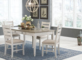 Skempton Dining Table and 4 Chairs in White/Light Brown - PKG008913