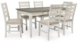 Skempton Dining Table and 6 Chairs in White/Light Brown - PKG008914