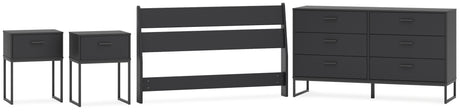 Socalle Full Panel Headboard with Dresser and 2 Nightstands in Black from Ashley - Luna Furniture