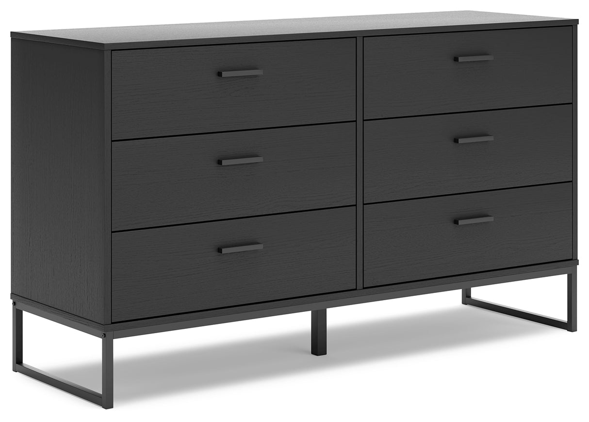 Socalle Full Panel Headboard with Dresser and 2 Nightstands in Black - PKG019051