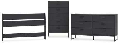 Socalle Full Panel Headboard with Dresser and Chest in Black - PKG018862