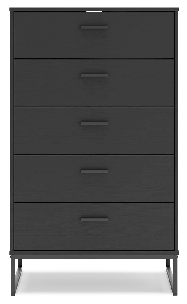 Socalle Full Panel Headboard with Dresser, Chest and 2 Nightstands in Black - PKG019052