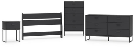 Socalle Full Panel Headboard with Dresser, Chest and Nightstand in Black - PKG018863