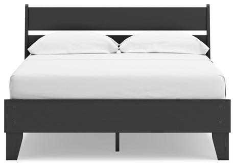 Socalle Full Panel Platform Bed with 2 Nightstands in Black - PKG019061