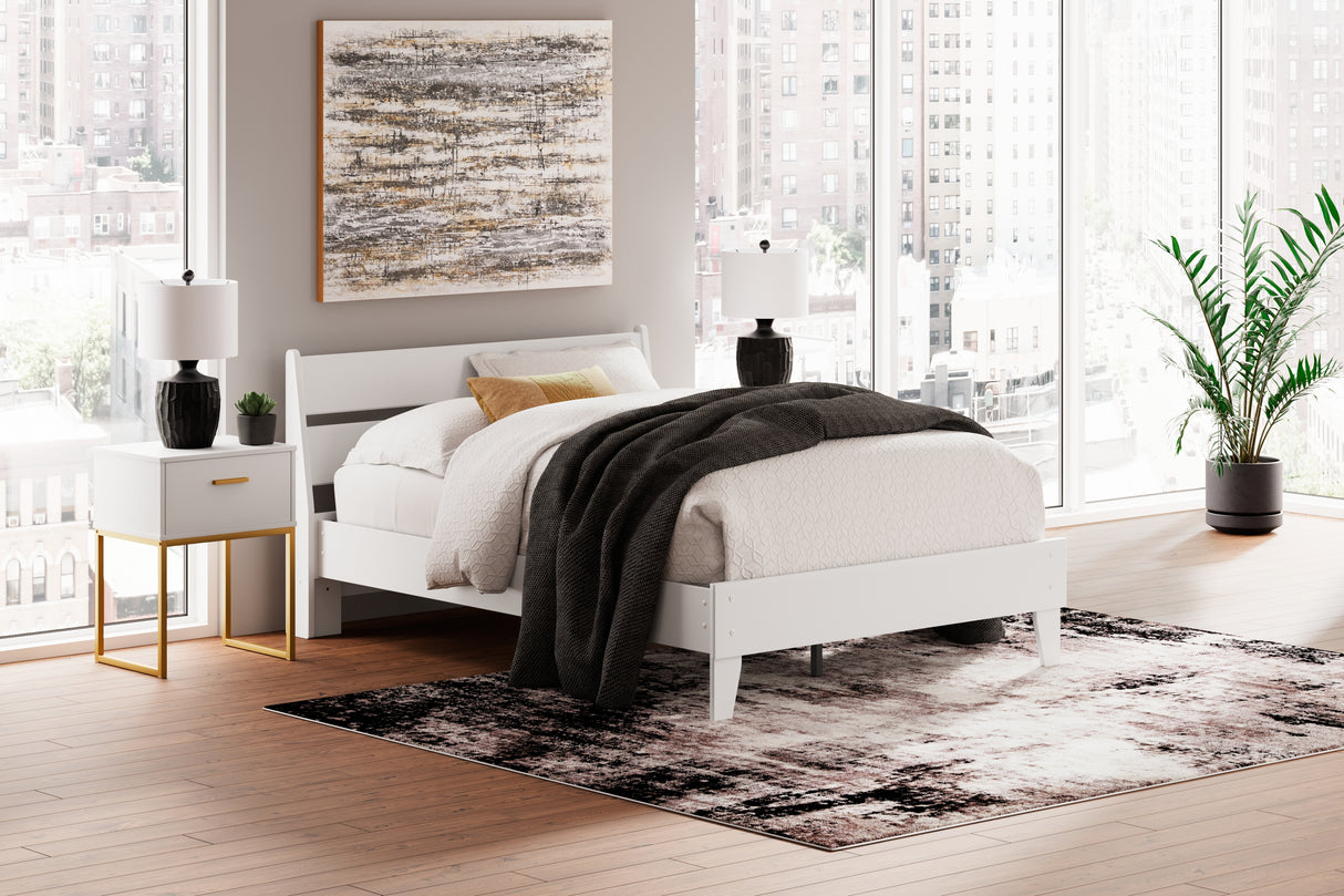 Socalle Full Panel Platform Bed with 2 Nightstands in Two-tone - PKG019085