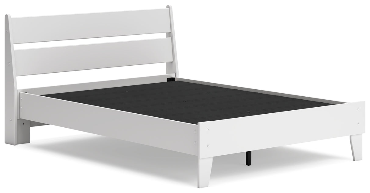 Socalle Full Panel Platform Bed with 2 Nightstands in Two-tone - PKG019085