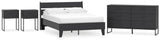 Socalle Full Panel Platform Bed with Dresser and 2 Nightstands in Black - PKG019059