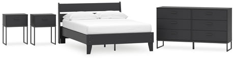 Socalle Full Panel Platform Bed with Dresser and 2 Nightstands in Black from Ashley - Luna Furniture