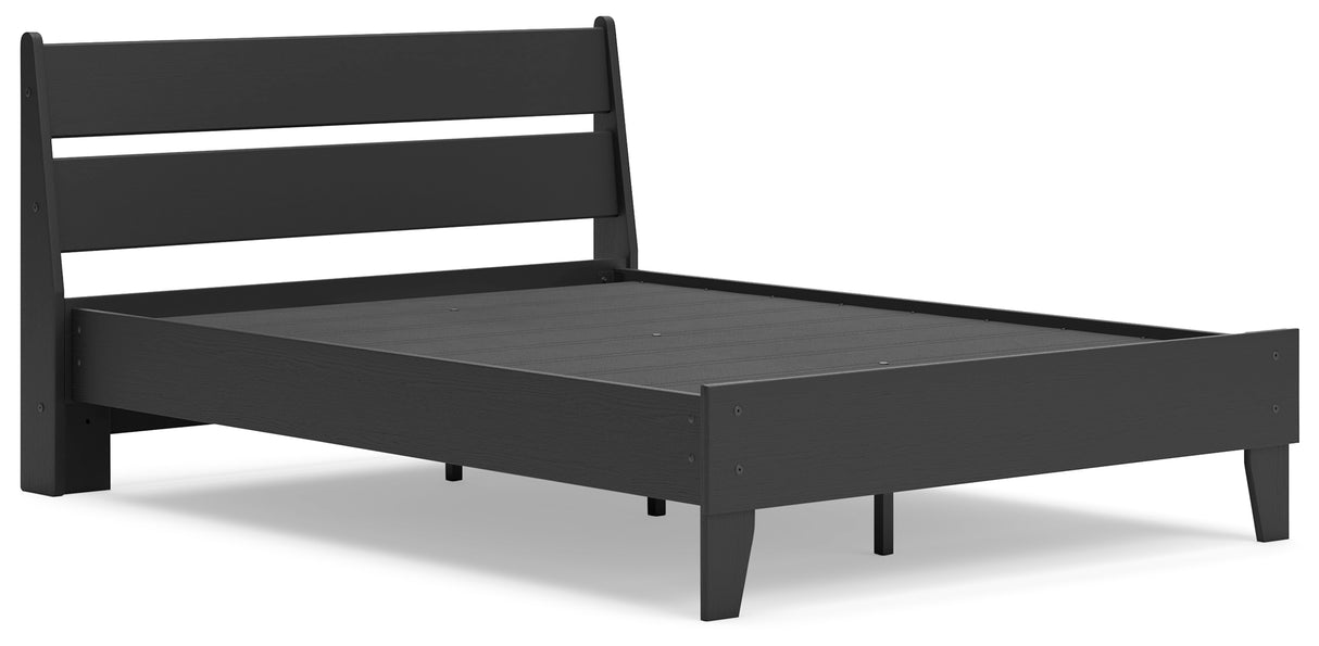 Socalle Full Panel Platform Bed with Dresser and 2 Nightstands in Black - PKG019059