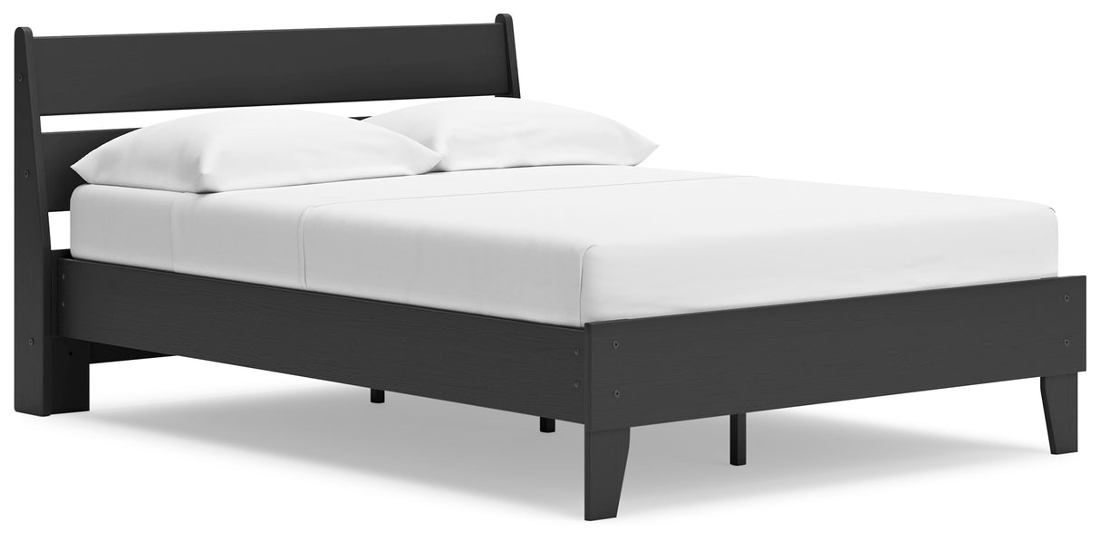 Socalle Full Panel Platform Bed with Dresser and 2 Nightstands in Black - PKG019059