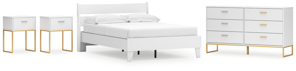 Socalle Full Panel Platform Bed with Dresser and 2 Nightstands in Two-tone - PKG019083