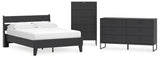 Socalle Full Panel Platform Bed with Dresser and Chest in Black - PKG018874