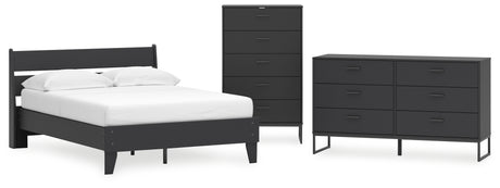 Socalle Full Panel Platform Bed with Dresser and Chest in Black from Ashley - Luna Furniture