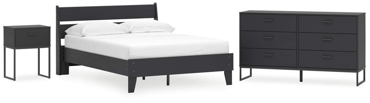 Socalle Full Panel Platform Bed with Dresser and Nightstand in Black - PKG018873