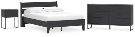 Socalle Full Panel Platform Bed with Dresser and Nightstand in Black from Ashley - Luna Furniture