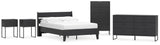 Socalle Full Panel Platform Bed with Dresser, Chest and 2 Nightstands in Black - PKG019060