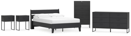 Socalle Full Panel Platform Bed with Dresser, Chest and 2 Nightstands in Black from Ashley - Luna Furniture