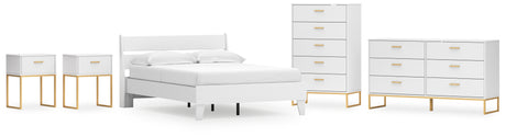 Socalle Full Panel Platform Bed with Dresser, Chest and 2 Nightstands in Two-tone - PKG019084