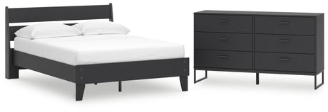 Socalle Full Panel Platform Bed with Dresser in Black from Ashley - Luna Furniture