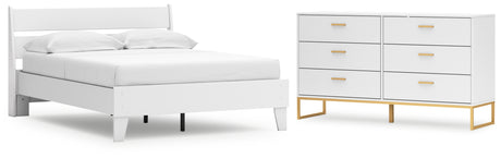 Socalle Full Panel Platform Bed with Dresser in Two-tone from Ashley - Luna Furniture