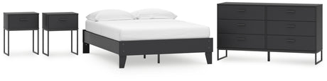 Socalle Full Platform Bed with Dresser and 2 Nightstands in Black from Ashley - Luna Furniture