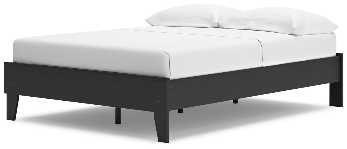 Socalle Full Platform Bed with Dresser and 2 Nightstands in Black - PKG019043