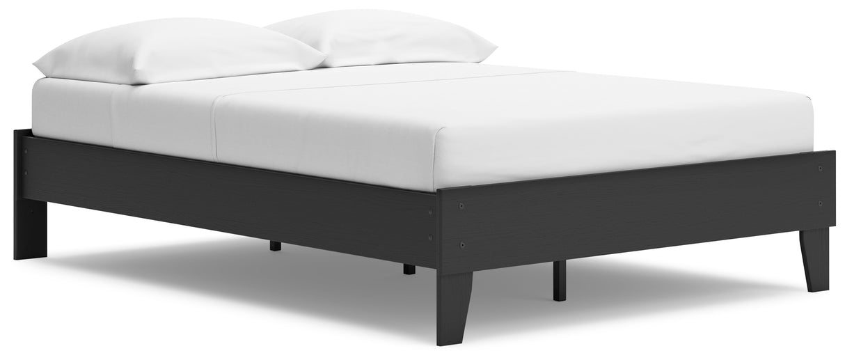 Socalle Full Platform Bed with Dresser and 2 Nightstands in Black - PKG019043