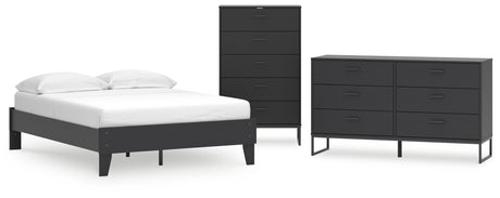 Socalle Full Platform Bed with Dresser and Chest in Black - PKG018850