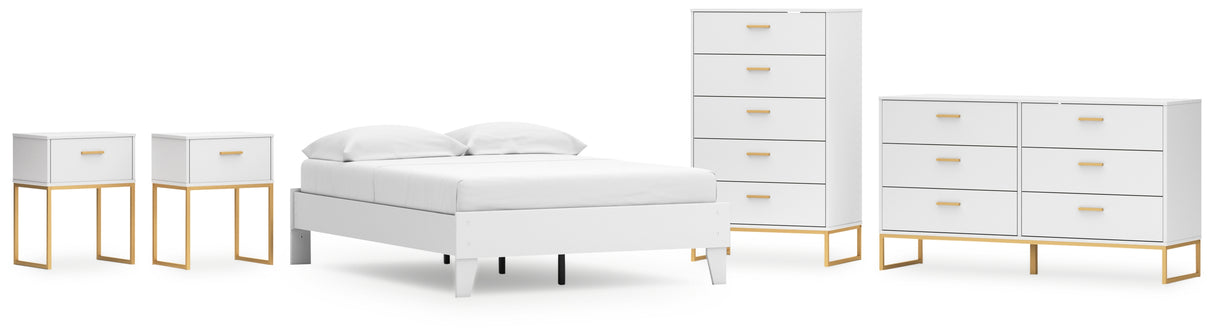 Socalle Full Platform Bed with Dresser, Chest and 2 Nightstands in Two-tone - PKG019068