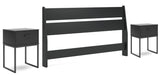 Socalle Queen Panel Headboard with 2 Nightstands in Black - PKG019056