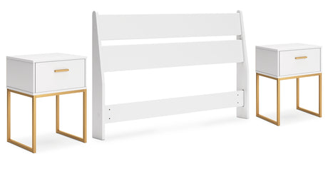 Socalle Queen Panel Headboard with 2 Nightstands in Two-tone - PKG019080