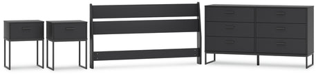 Socalle Queen Panel Headboard with Dresser and 2 Nightstands in Black - PKG019054