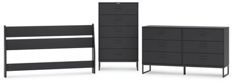 Socalle Queen Panel Headboard with Dresser and Chest in Black from Ashley - Luna Furniture