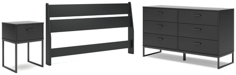 Socalle Queen Panel Headboard with Dresser and Nightstand in Black - PKG018865