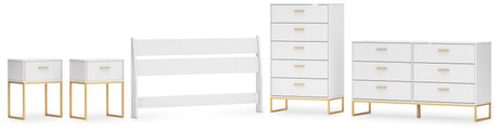 Socalle Queen Panel Headboard with Dresser, Chest and 2 Nightstands in Two-tone from Ashley - Luna Furniture