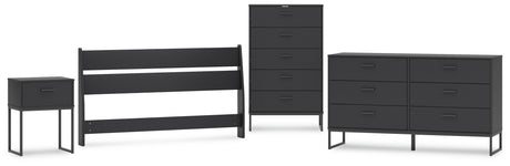 Socalle Queen Panel Headboard with Dresser, Chest and Nightstand in Black - PKG018867