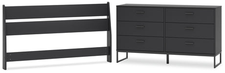 Socalle Queen Panel Headboard with Dresser in Black - PKG018864